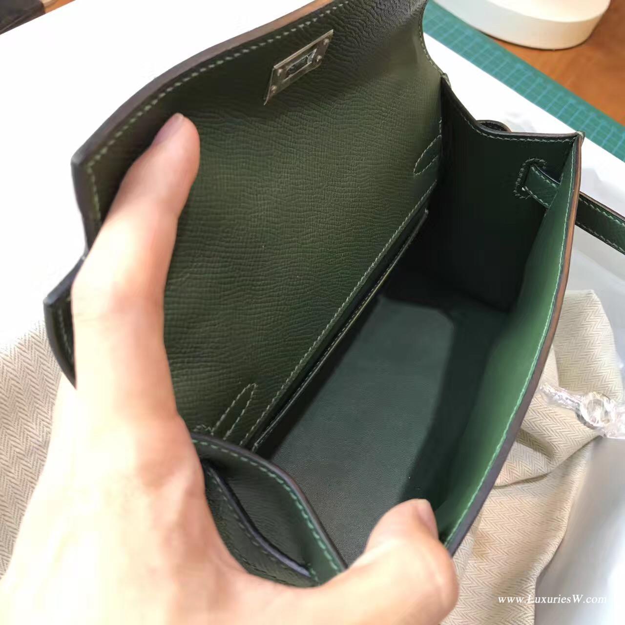 愛馬仕Hermes Mini 凱莉Kelly Epsom 2Q Vert Anglais英國綠 銀扣