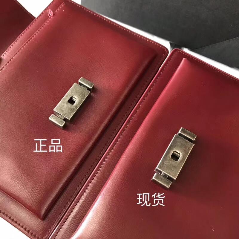 YSL中號BELLECHASSE SAINT LAURENT 暗紅色真皮包