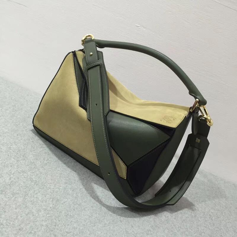 Loewe羅意威 Puzzle Bag Gold/Military Green/Black