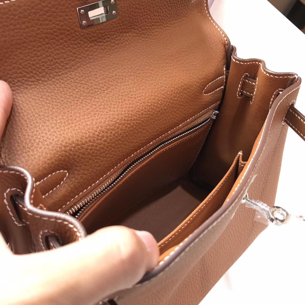 愛馬仕Hermes Kelly Togo 25 內缝CK37 Gold金棕色 銀扣