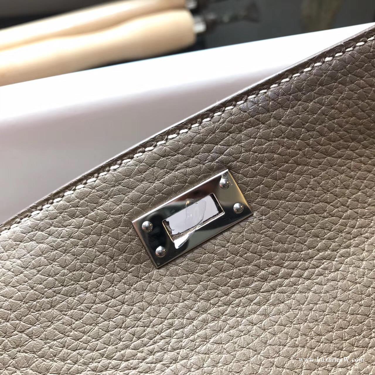 愛馬仕Hermes Kelly 25 togo CK18 Etoupe大象灰 國民灰色銀扣