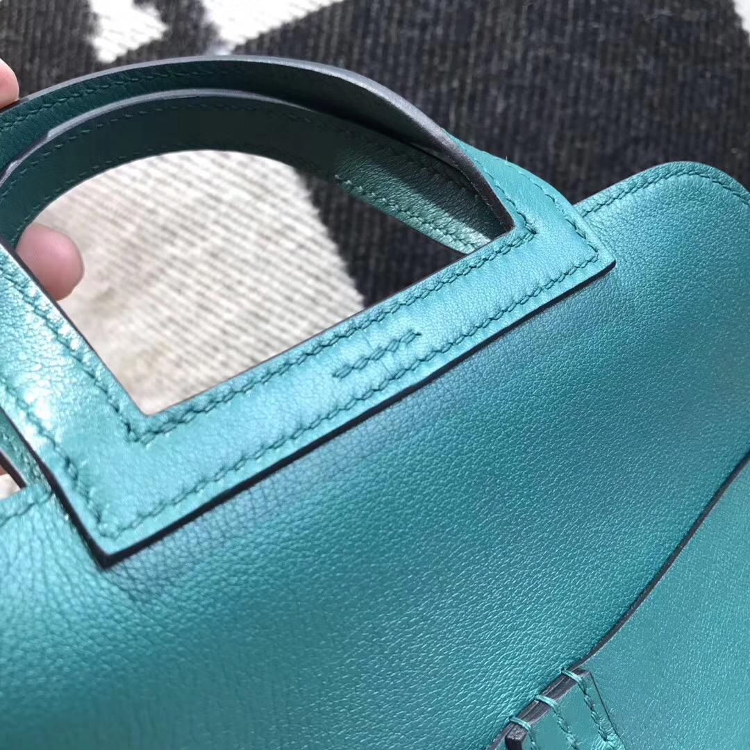 Hermes Halzan mini bag Swift calfskin Z6 孔雀綠 Malachite