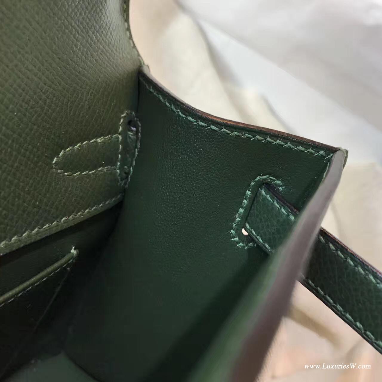 愛馬仕Hermes Mini 凱莉Kelly Epsom 2Q Vert Anglais英國綠 銀扣