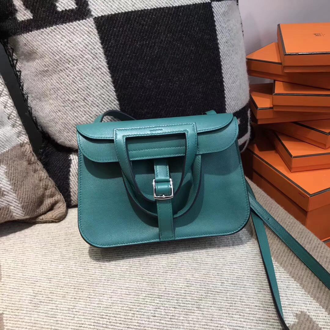 Hermes Halzan mini bag Swift calfskin Z6 孔雀綠 Malachite