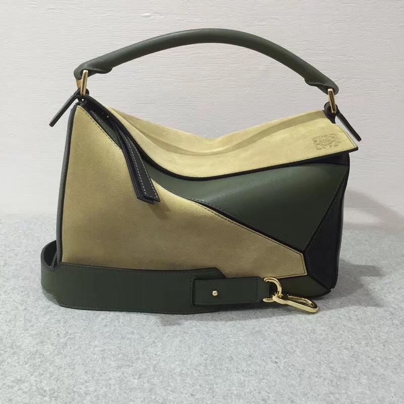 Loewe羅意威 Puzzle Bag Gold/Military Green/Black