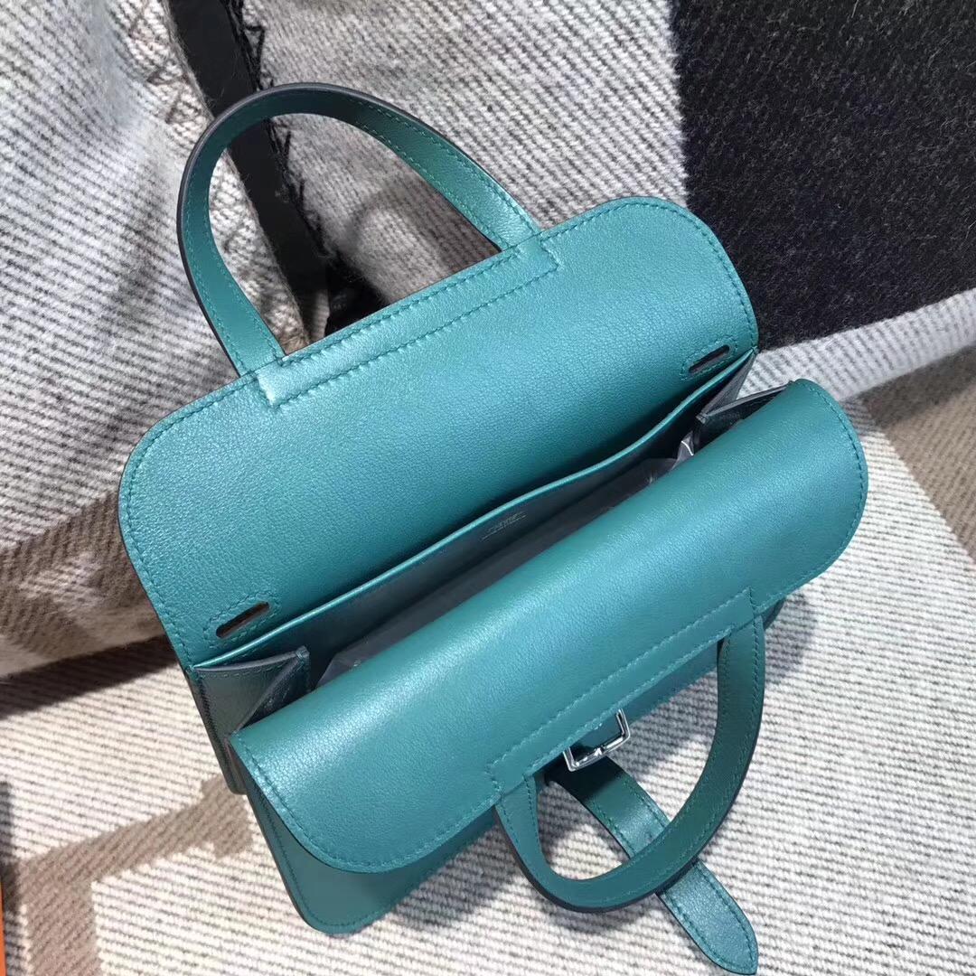 Hermes Halzan mini bag Swift calfskin Z6 孔雀綠 Malachite