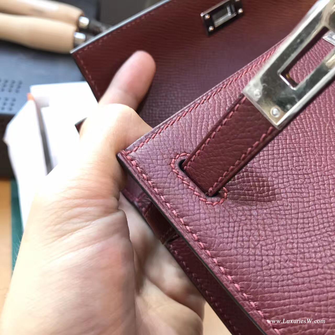 Hermes Mini Kelly Epsom 愛馬仕紅CK55 Rouge H穩重顏色銀扣