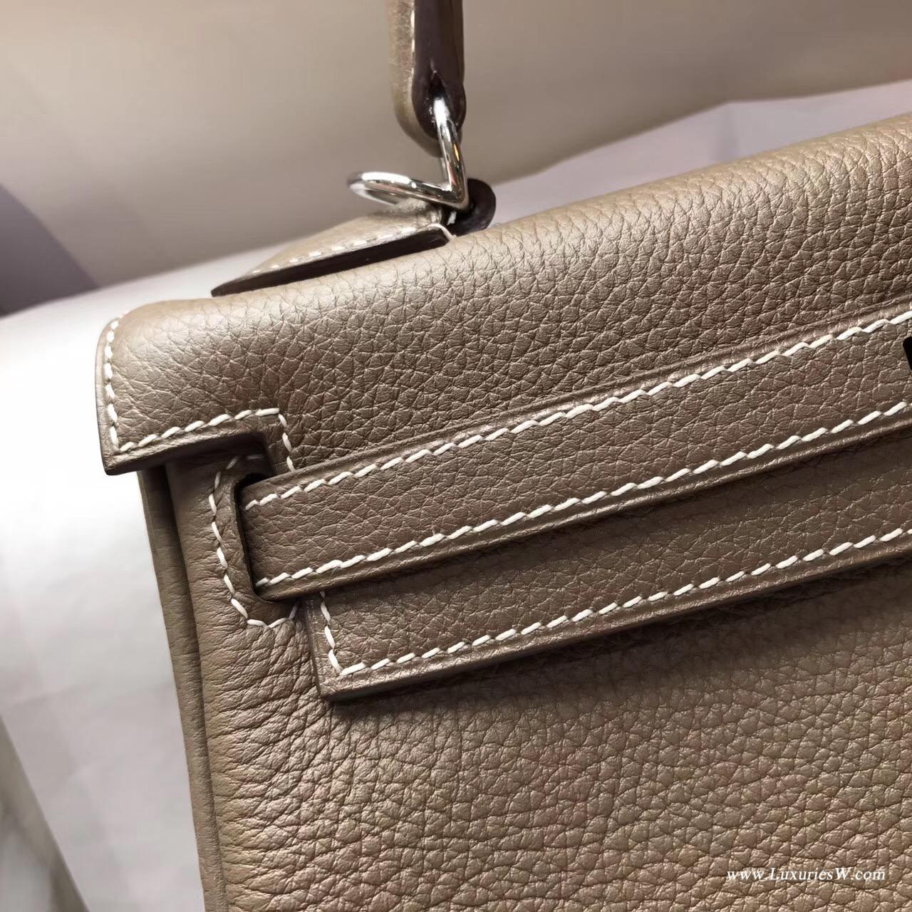 愛馬仕Hermes Kelly 25 togo CK18 Etoupe大象灰 國民灰色銀扣