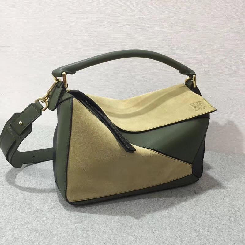 Loewe羅意威 Puzzle Bag Gold/Military Green/Black