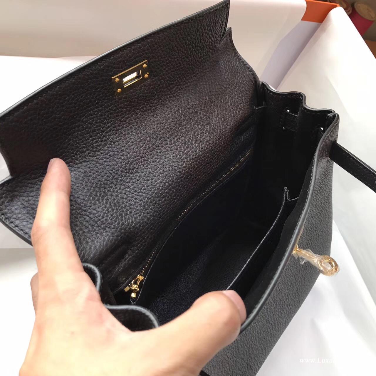 愛馬仕Hermes Kelly Togo 25 內封togo CK89 Nior黑色 金扣