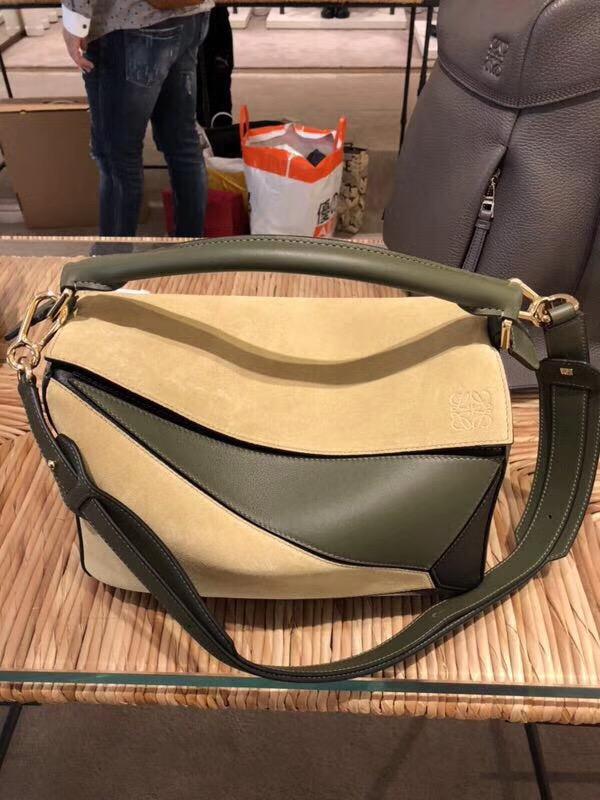 Loewe羅意威 Puzzle Bag Gold/Military Green/Black