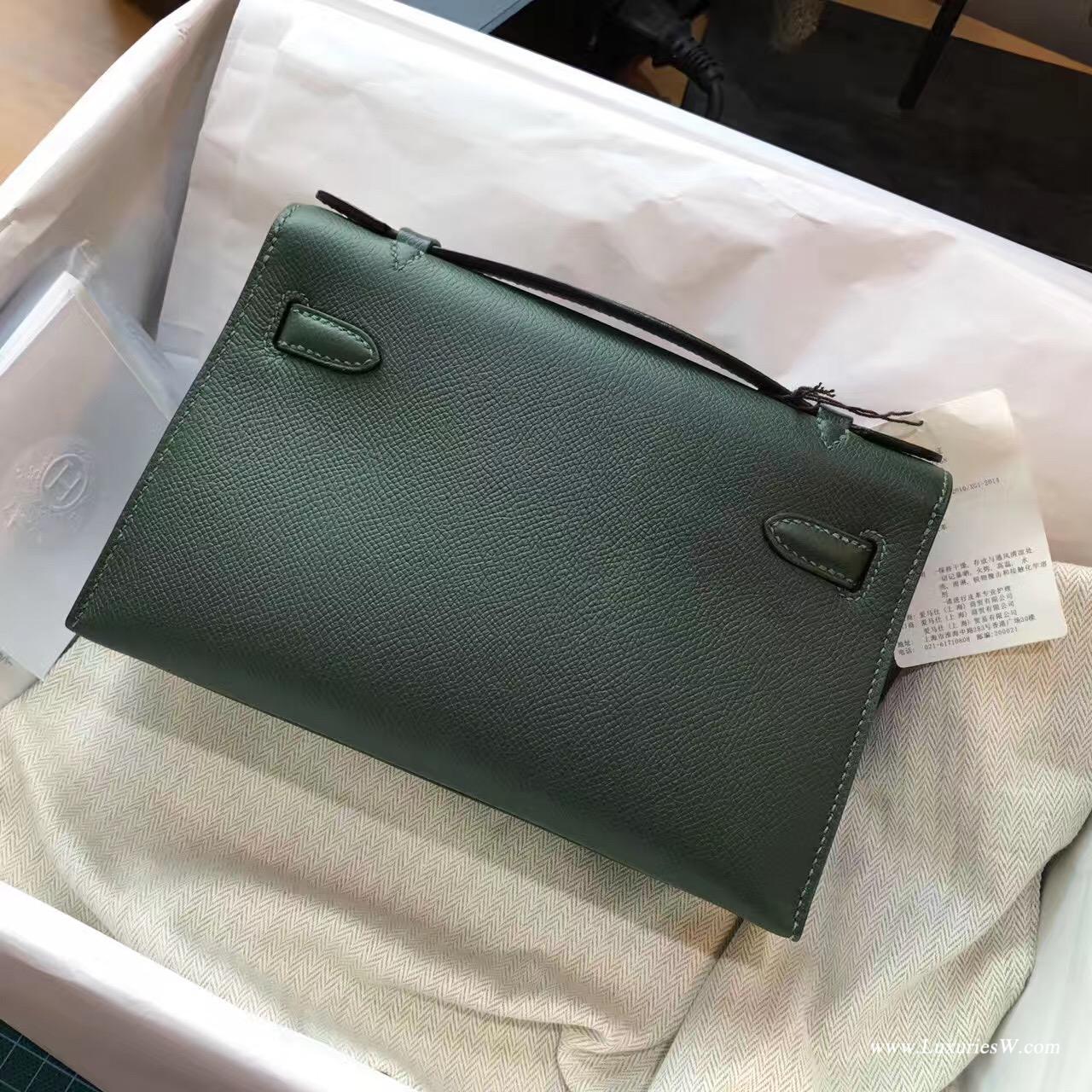 愛馬仕Hermes Mini 凱莉Kelly Epsom 2Q Vert Anglais英國綠 銀扣