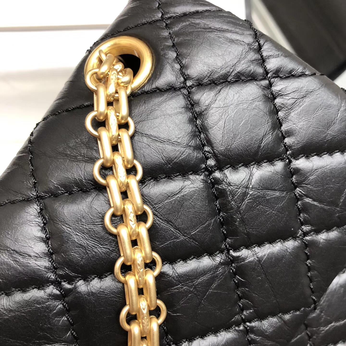 Chane.復刻版小號口蓋包25cm Large 2.55 handbag 黑色復古原廠牛皮與