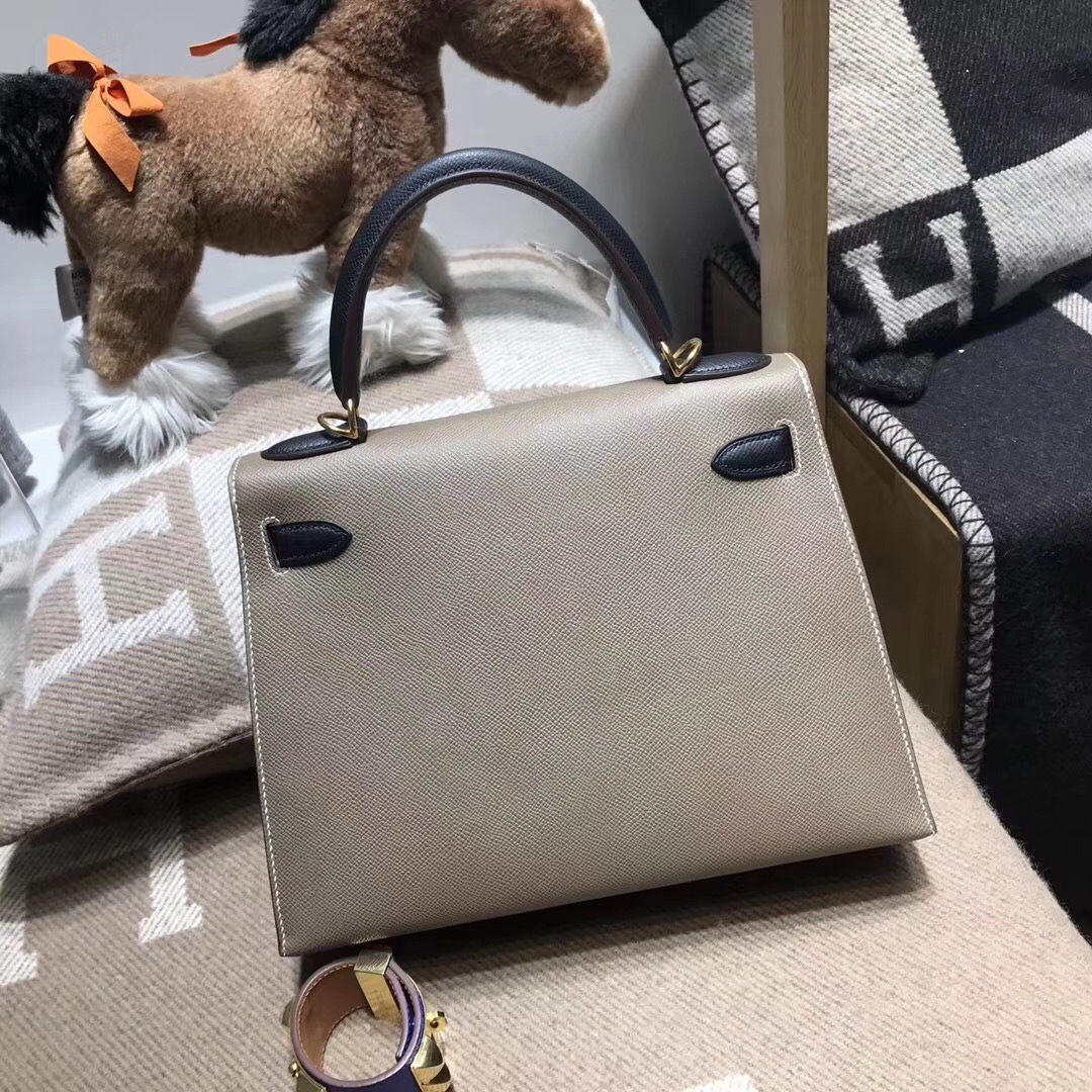 Hermes kelly 28cm epsom CK18 Etoupe 大象灰/nior ck89 黑色配色