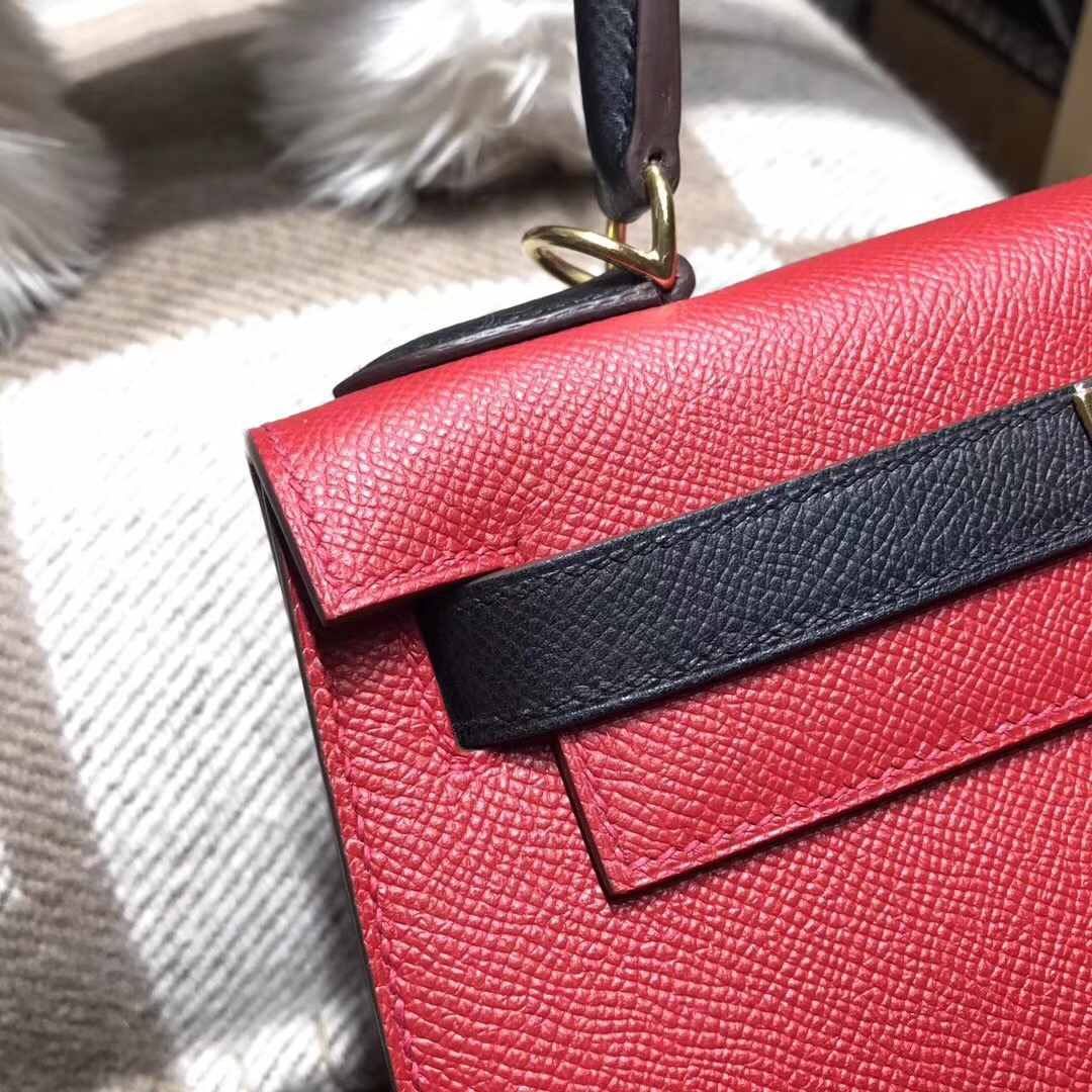 Hermes kelly 28 epsom外封CK89 Nior黑色配Q5 Rouge Cossacks國旗紅