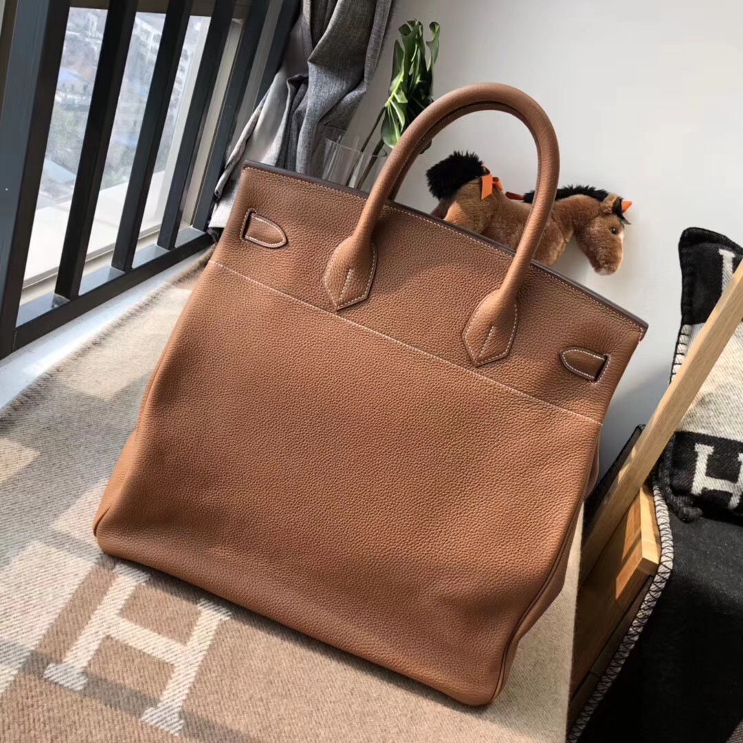 Hermes 鉑金包Birkin 40CM HAC togo gold cc37 金棕色 金扣金屬