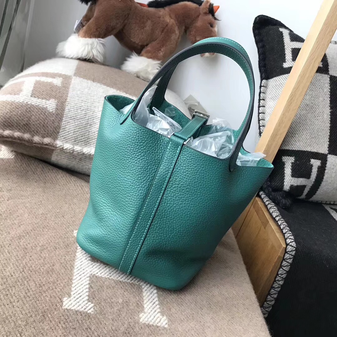 Hermes瑣頭包Picotin Lock菜籃子18CM Z6 Malachite 孔雀綠PHW 銀扣-Qatar Kuwait Hermes  Birkin Kelly Lindy bag