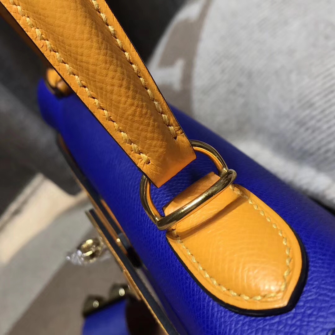 Hermes kelly 28 epsom 外封7T Blue Electric電光藍/9V JAUNE D'OR 太陽金黃金扣