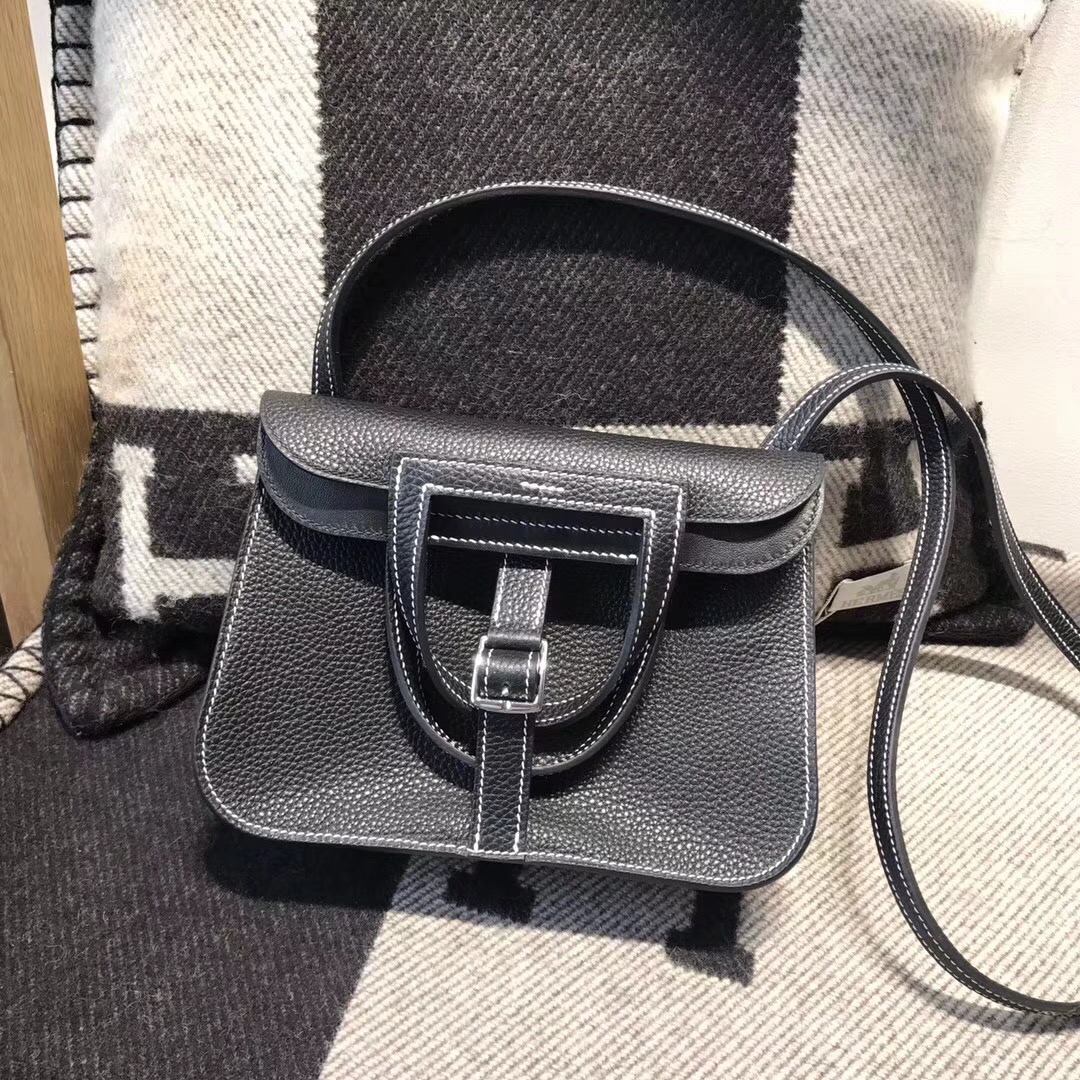 愛馬仕 Hermes 迷妳包 Halzan mini bag togo 荔枝紋niro ck89 黑色