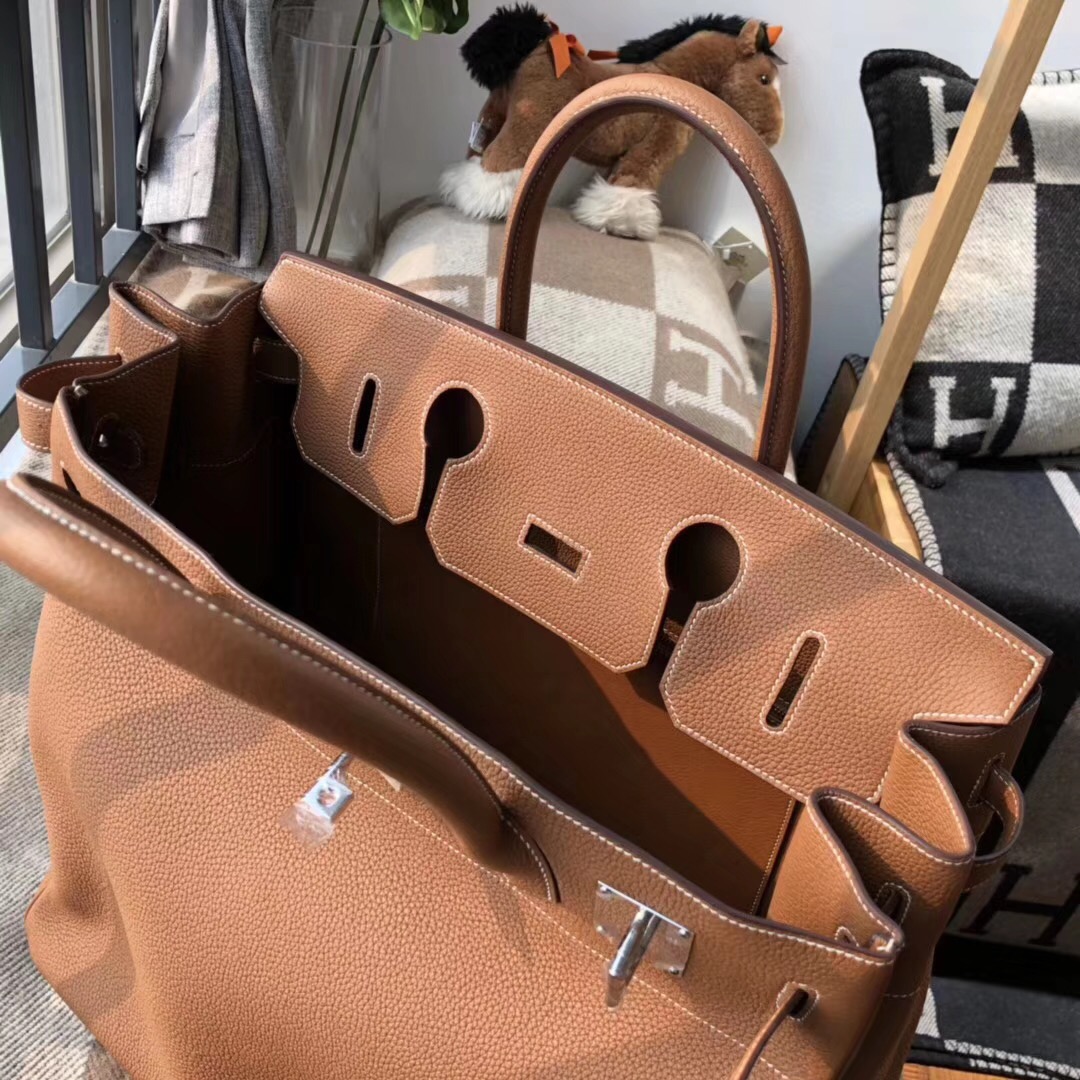 愛馬仕鉑金包 Hermes Birkin 40CM HAC togo gold cc37金棕色銀扣金屬