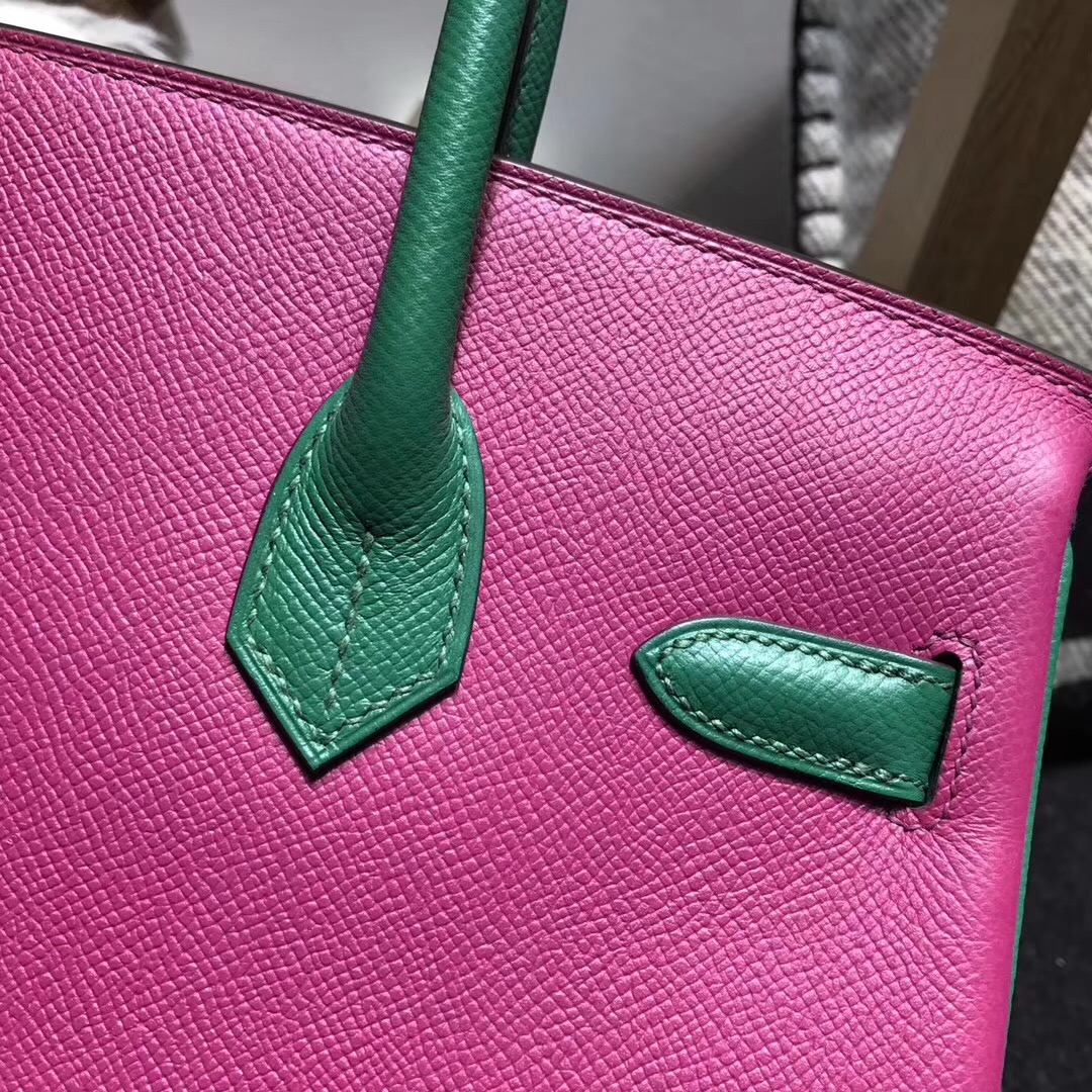 birkin 30cm epsom 18年最新rose purple L3玫瑰紫色配色u4 丝绒绿 vert vertigo金扣