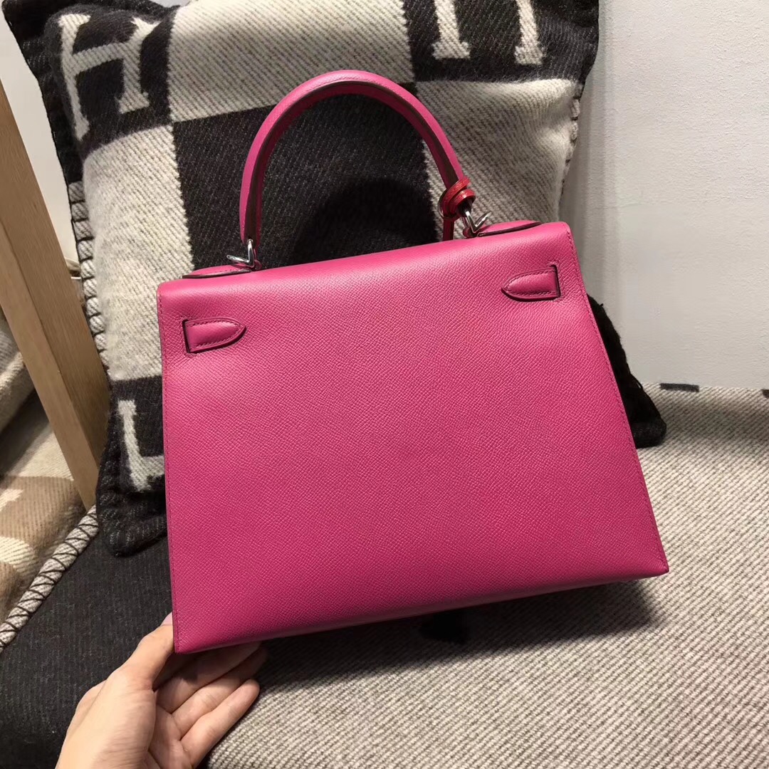 Hermes 凱莉包Kelly 28cm epsom L3玫瑰紫 rose purple 银扣 外封