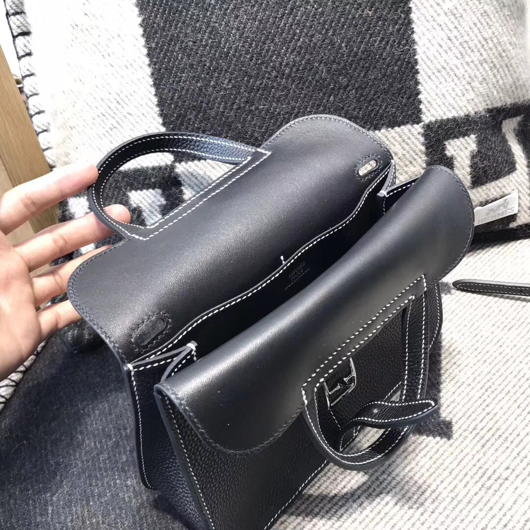 愛馬仕 Hermes 迷妳包 Halzan mini bag togo 荔枝紋niro ck89 黑色