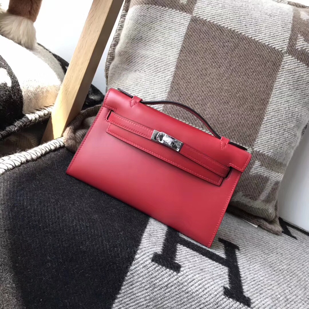 Hermes Mini kelly box ruby b5 寶石紅銀扣 超美的寶石紅