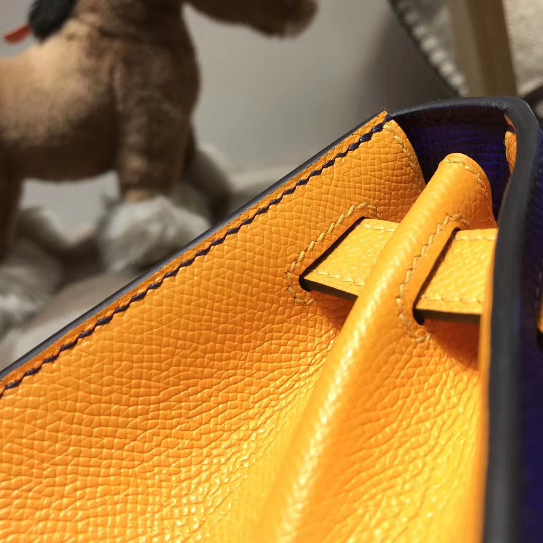 Hermes kelly 28 epsom 外封7T Blue Electric電光藍/9V JAUNE D'OR 太陽金黃金扣