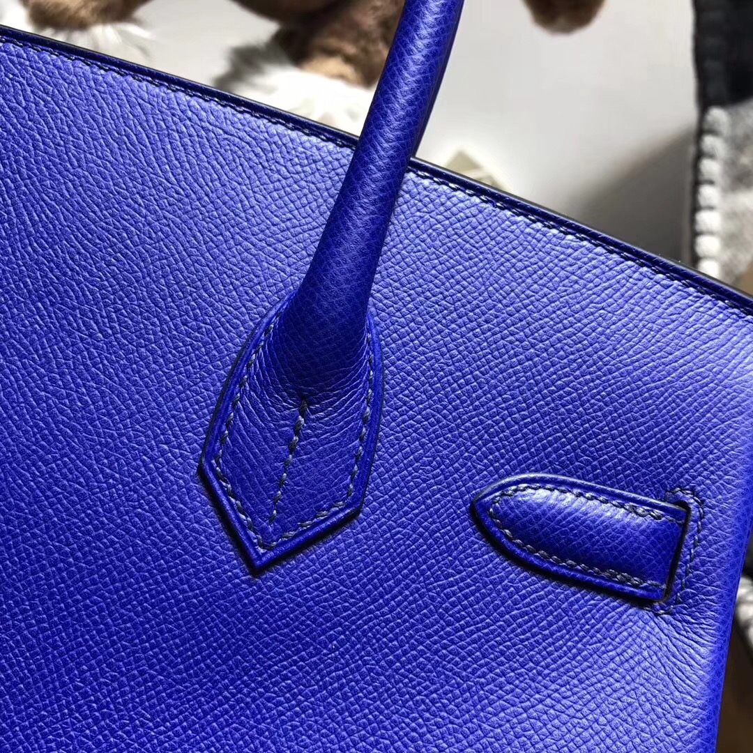 hermes 鉑金包Birkin包 30CM epsom电光蓝 7t blue electric 百搭的宝蓝色金扣