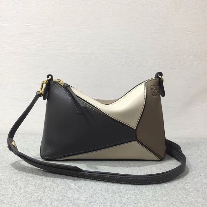 LOEWE罗意威 Puzzle Pochette Bag Dark Taupe Multitone迷妳拼色單肩小包