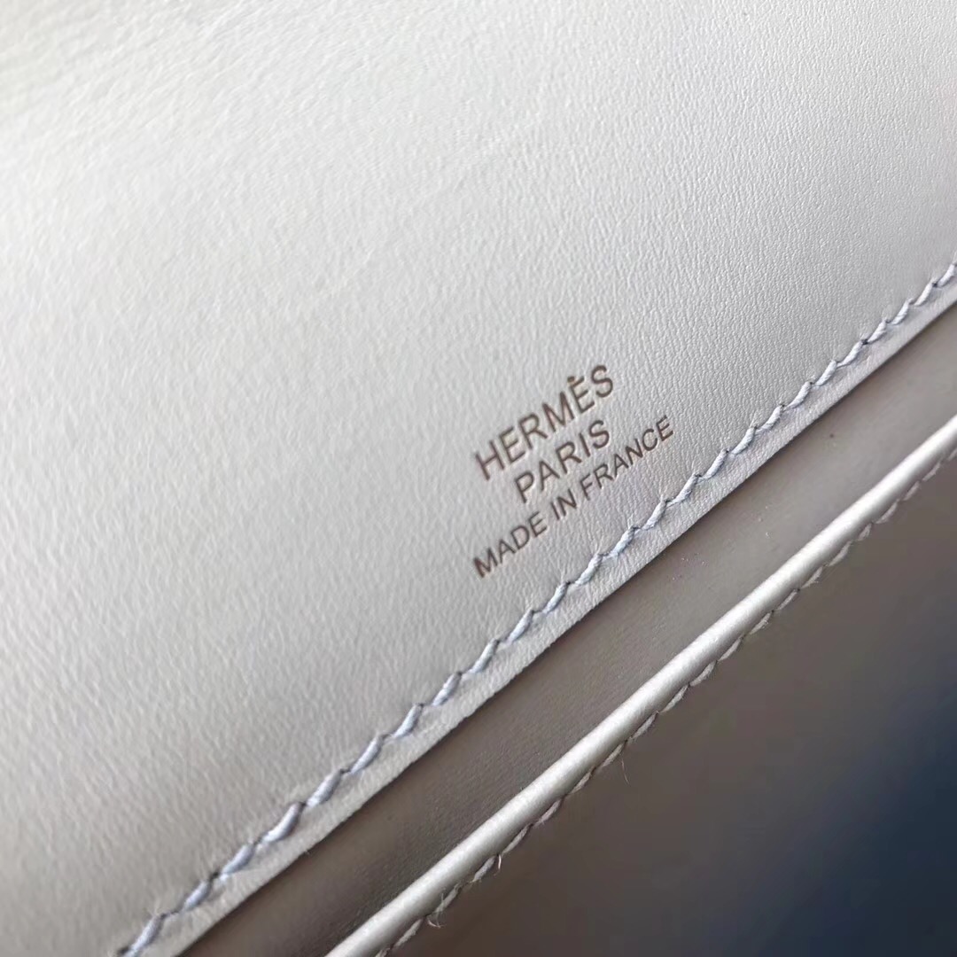 愛馬仕Hermes mini kelly box tadelakt 1f鉆石灰銀扣 稀有顏色