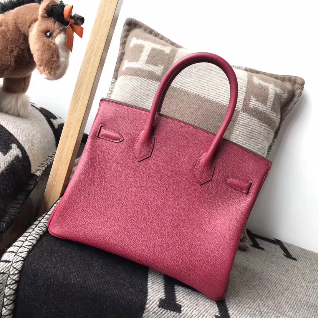 Hermes最出名的包袋 鉑金包Birkin 30cm togo K1 Rouge Grenat 石榴红