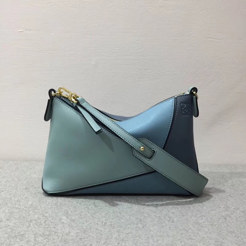 LOEWE罗意威 Puzzle Pochette Bag Stone Blue Multitone迷妳拼色單肩小包