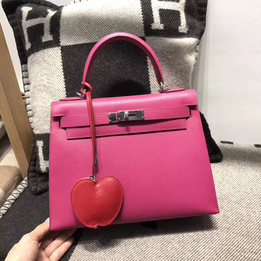 Hermes 凱莉包Kelly 28cm epsom L3玫瑰紫 rose purple 银扣 外封