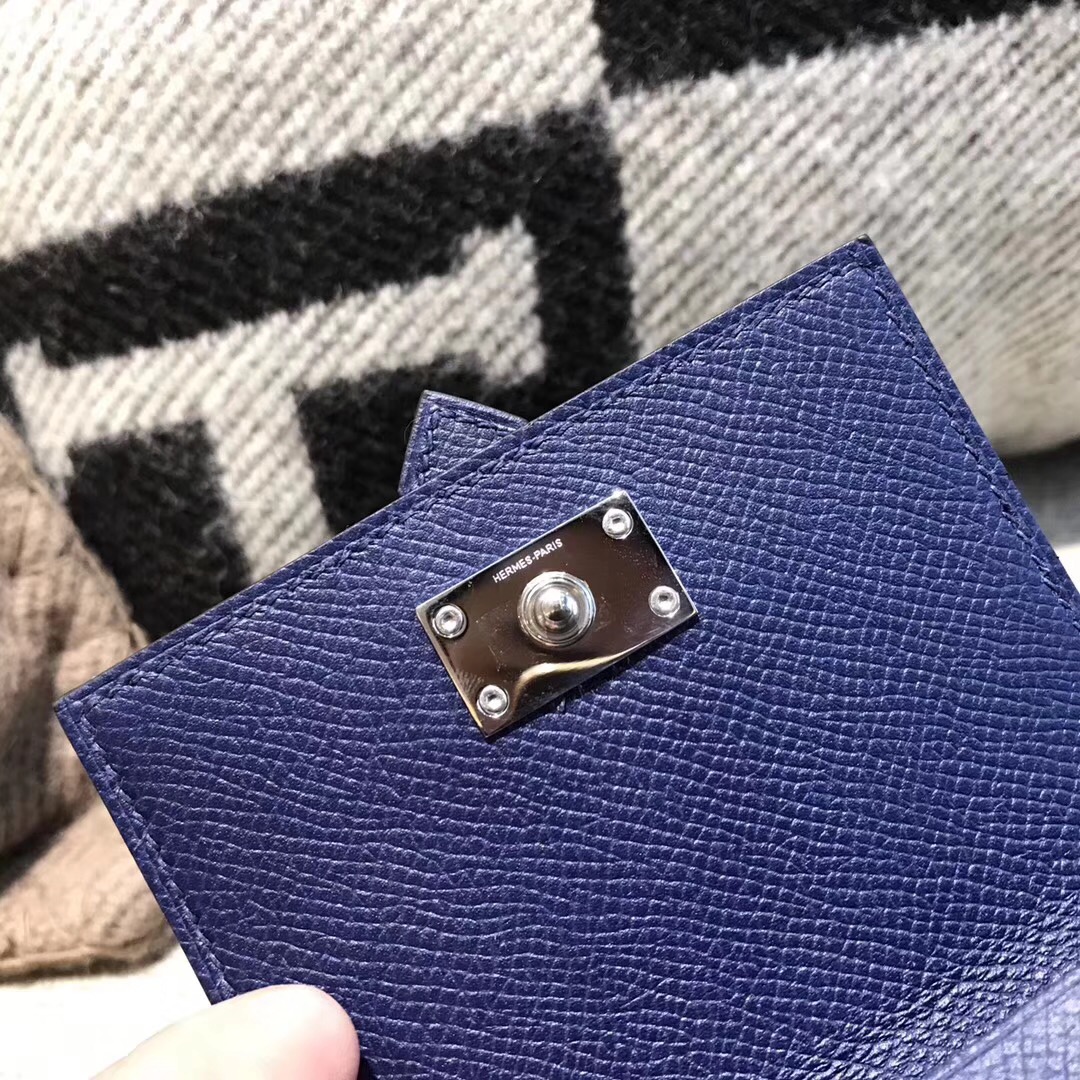 香港油尖旺區旺角 Hermes Wallet Epsom皮 三折款零用錢包 Blue saphir宝石蓝