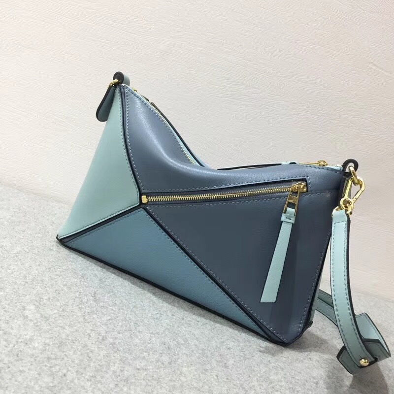 LOEWE罗意威 Puzzle Pochette Bag Stone Blue Multitone迷妳拼色單肩小包