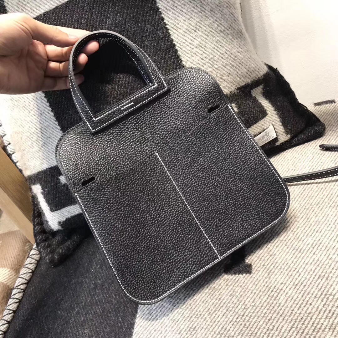 愛馬仕 Hermes 迷妳包 Halzan mini bag togo 荔枝紋niro ck89 黑色