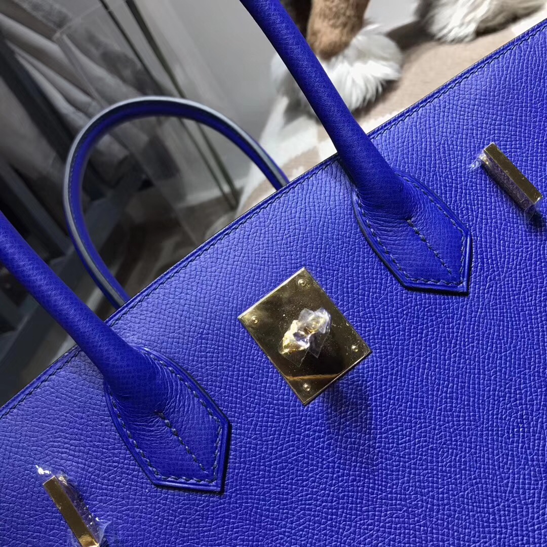 hermes 鉑金包Birkin包 30CM epsom电光蓝 7t blue electric 百搭的宝蓝色金扣