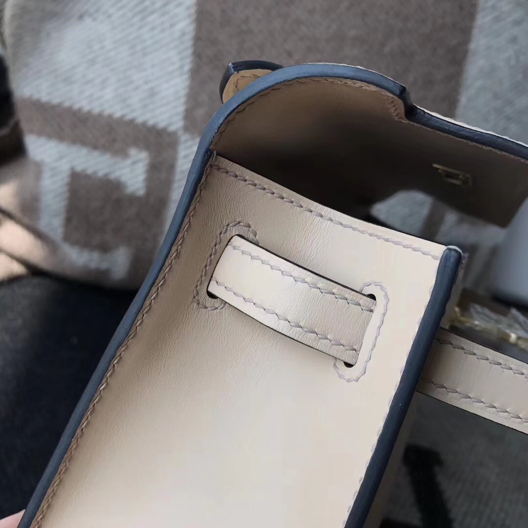 愛馬仕Hermes mini kelly box tadelakt 1f鉆石灰銀扣 稀有顏色