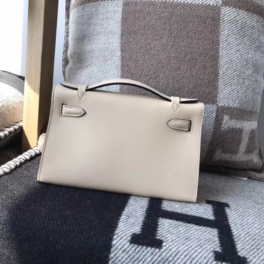 愛馬仕Hermes mini kelly box tadelakt 1f鉆石灰銀扣 稀有顏色