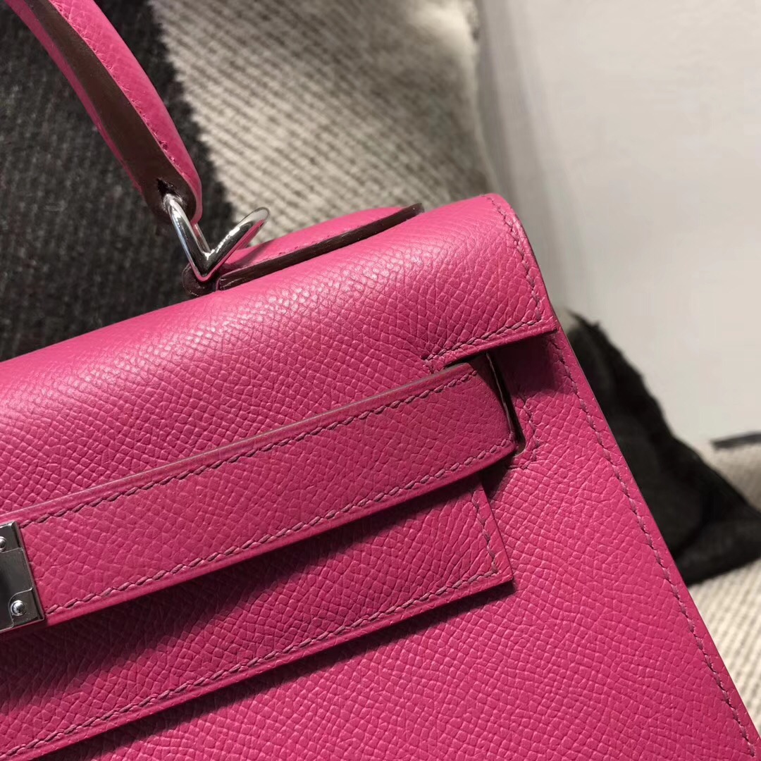 Hermes 凱莉包Kelly 28cm epsom L3玫瑰紫 rose purple 银扣 外封