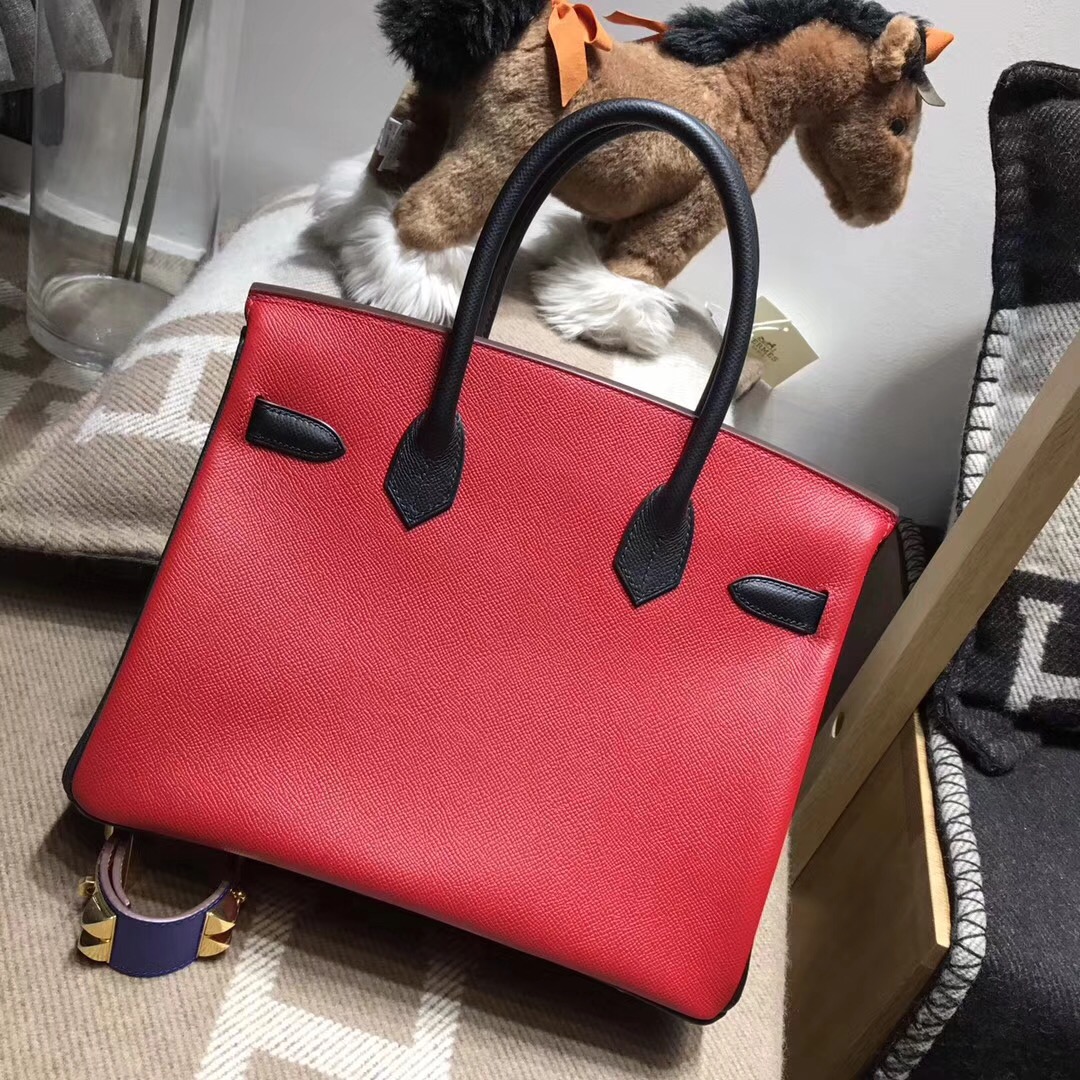 Hermes birkin 30cm epsom q5 rouge casaque 國旗紅 配黑色noir ck89金扣