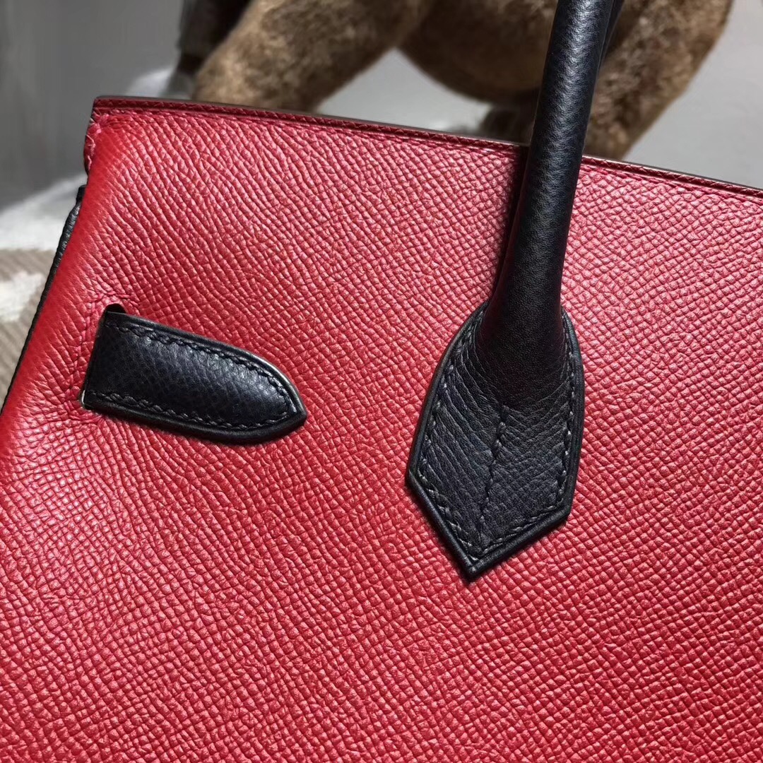 Hermes birkin 30cm epsom q5 rouge casaque國旗紅配黑色noir ck89银扣