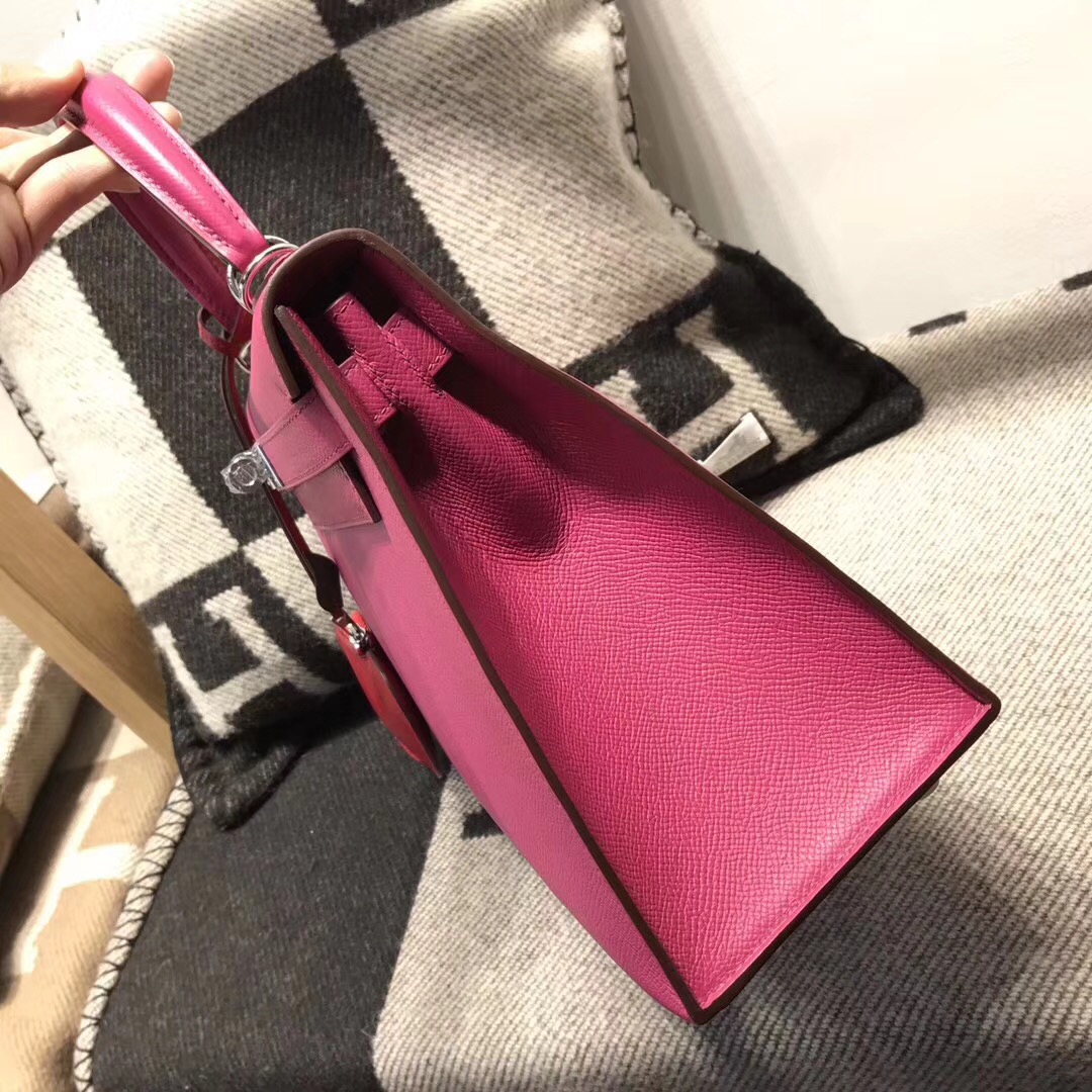 Hermes 凱莉包Kelly 28cm epsom L3玫瑰紫 rose purple 银扣 外封