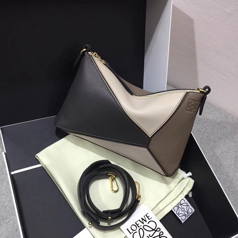 LOEWE罗意威 Puzzle Pochette Bag Dark Taupe Multitone迷妳拼色單肩小包