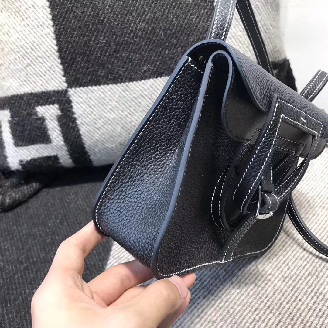 愛馬仕 Hermes 迷妳包 Halzan mini bag togo 荔枝紋niro ck89 黑色