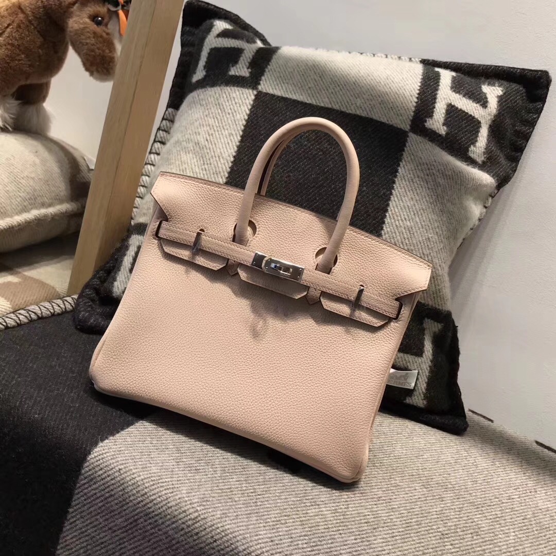 Hermes Birkin togo 25CM p1月季花粉rose eglantine銀扣