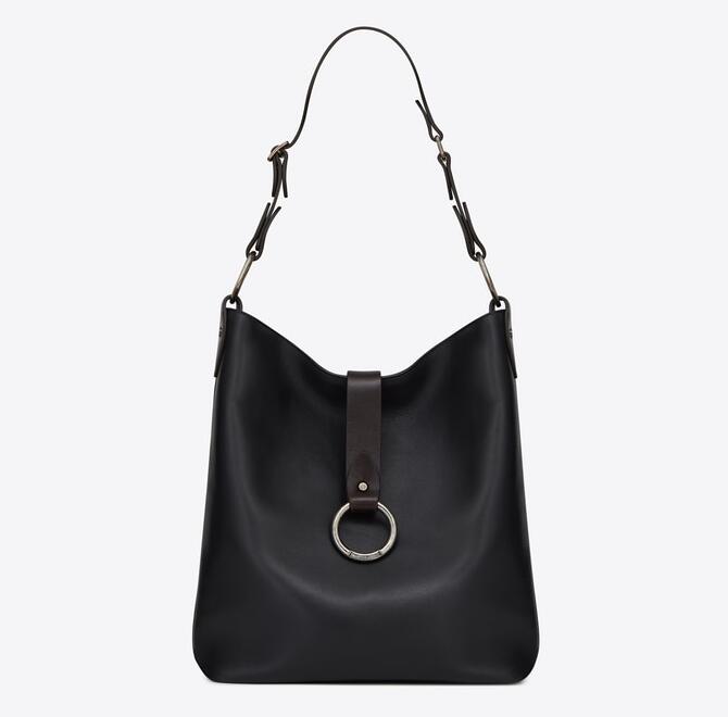 YSL Saharienne HOBO SAINT LAURENT中號黑色和巧克力真皮包