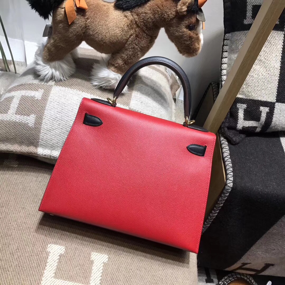 Hermes kelly 28 epsom外封CK89 Nior黑色配Q5 Rouge Cossacks國旗紅